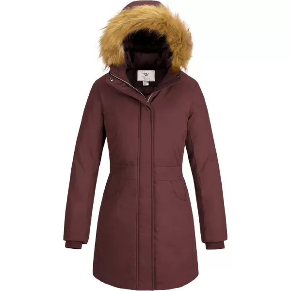 WenVen Womens Winter Cotton Waterproof Jacket Warm Thickened Parka Coat Windproof Outwear with Removable HoodRed