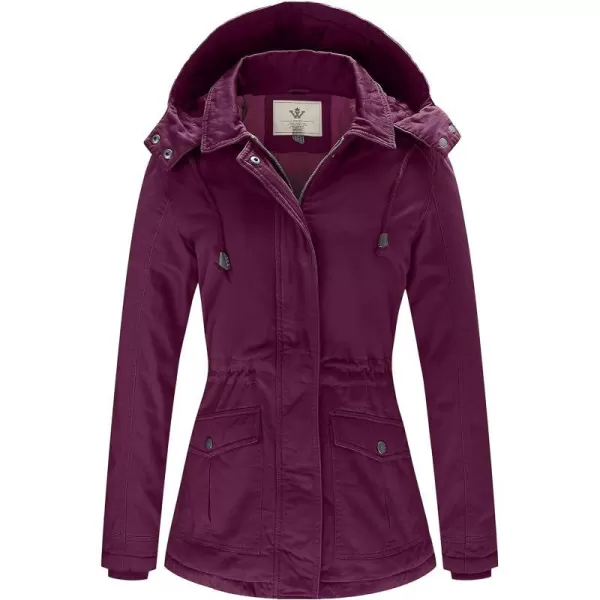 WenVen Womens Winter Thicken Cotton Coat Warm Parka Jacket with Removable HoodDeep Wine