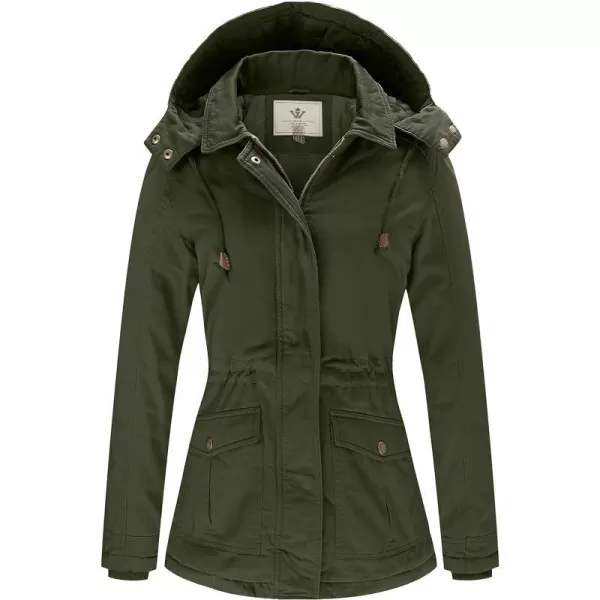 WenVen Womens Winter Thicken Cotton Coat Warm Parka Jacket with Removable HoodGreen