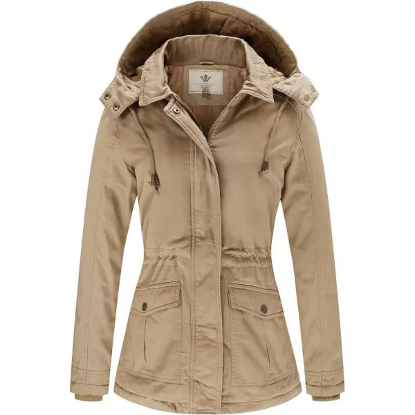WenVen Womens Winter Thicken Cotton Coat Warm Parka Jacket with Removable HoodKhaki