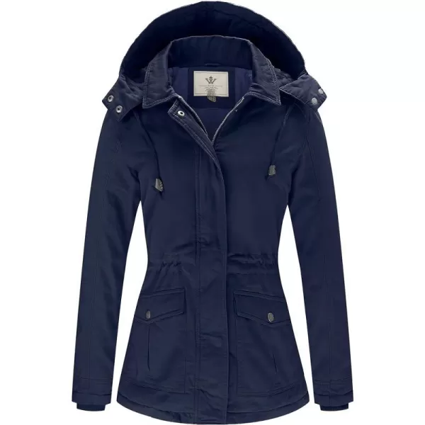 WenVen Womens Winter Thicken Cotton Coat Warm Parka Jacket with Removable HoodNavy