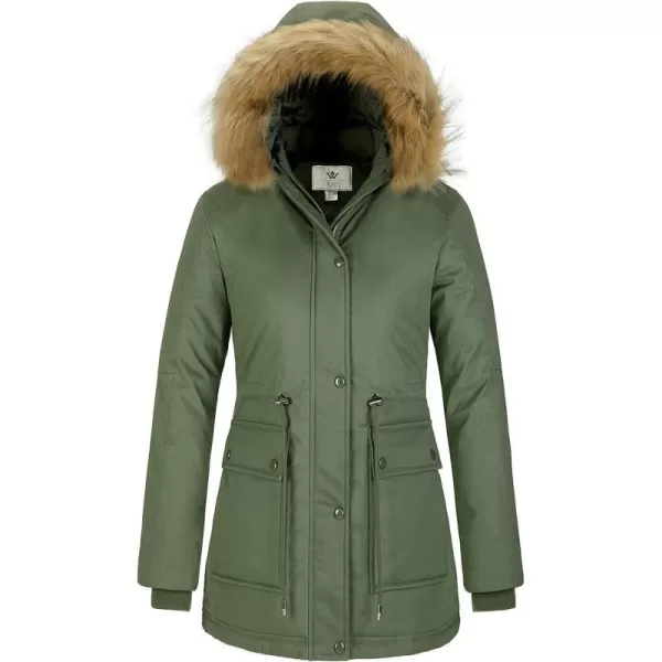 WenVen Womens Winter Water Resistant Parka Coat Puffer Jacket with Removable HoodArmy Green