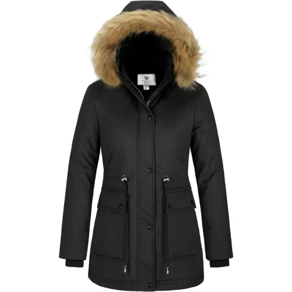 WenVen Womens Winter Water Resistant Parka Coat Puffer Jacket with Removable HoodBlack