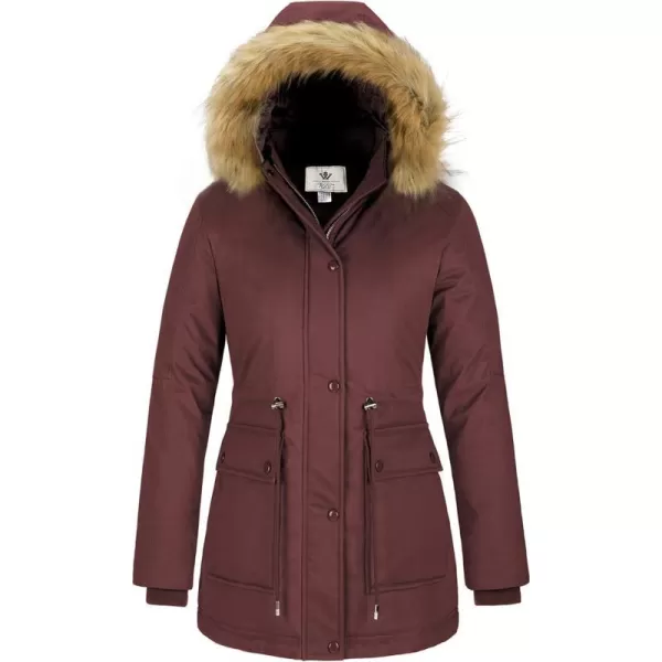 WenVen Womens Winter Water Resistant Parka Coat Puffer Jacket with Removable HoodRed