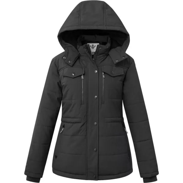 WenVen Womens Winter Water Resistant Warm Puffer Coat with Detachable HoodGrey