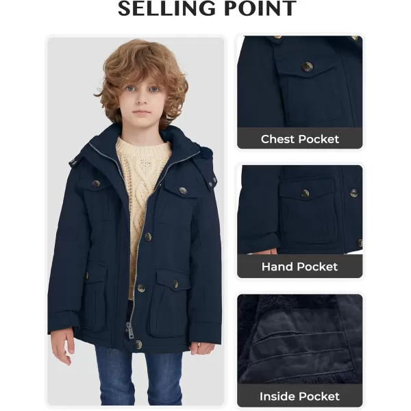 WenVen Boys ampamp Girls Winter Warm Sherpa Lined Parka Coat with Removable HoodBlue
