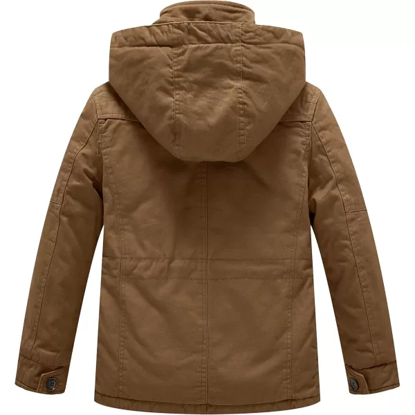 WenVen Boys ampamp Girls Winter Warm Sherpa Lined Parka Coat with Removable HoodBrown