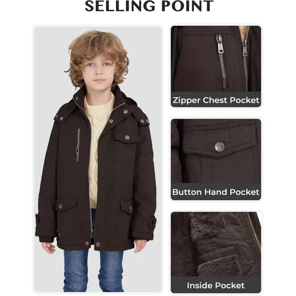 WenVen Boy ampamp Girls Winter Warm Thicken Cotton Jacket Snow Coat with HoodBrown