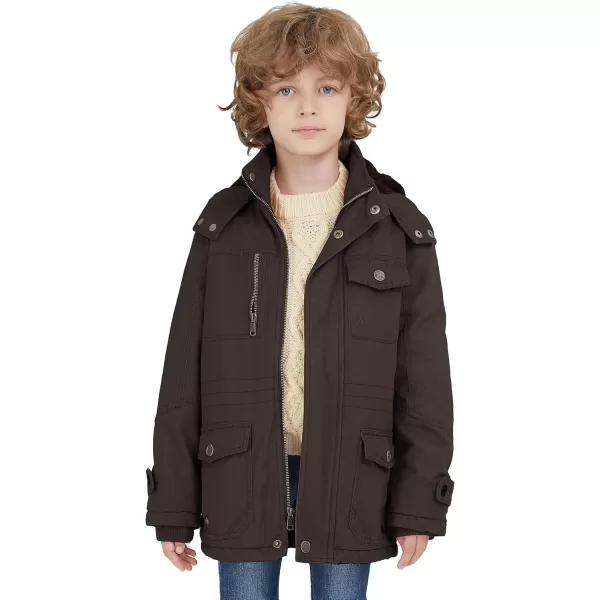 WenVen Boy ampamp Girls Winter Warm Thicken Cotton Jacket Snow Coat with HoodBrown
