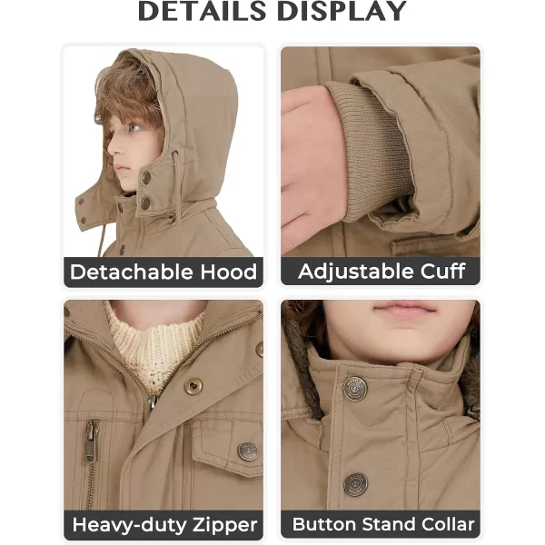 WenVen Boy ampamp Girls Winter Warm Thicken Cotton Jacket Snow Coat with HoodKhaki