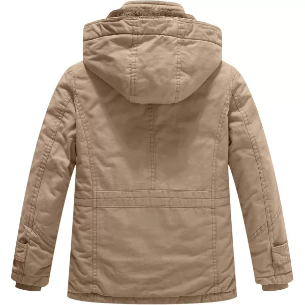 WenVen Boy ampamp Girls Winter Warm Thicken Cotton Jacket Snow Coat with HoodKhaki
