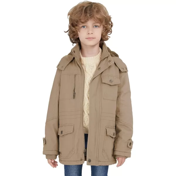 WenVen Boy ampamp Girls Winter Warm Thicken Cotton Jacket Snow Coat with HoodKhaki