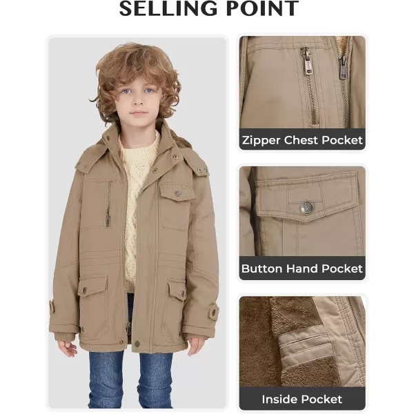 WenVen Boy ampamp Girls Winter Warm Thicken Cotton Jacket Snow Coat with HoodKhaki