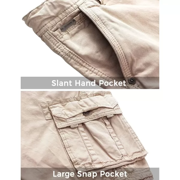 WenVen Mens Cotton Twill Cargo Shorts Classic Relaxed Fit Reg and Big ampamp Tall SizesA Khaki 3229