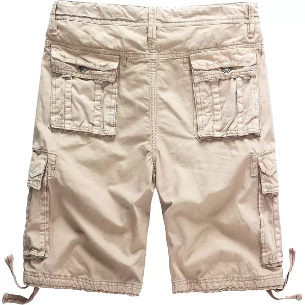 WenVen Mens Cotton Twill Cargo Shorts Classic Relaxed Fit Reg and Big ampamp Tall SizesA Khaki 3229