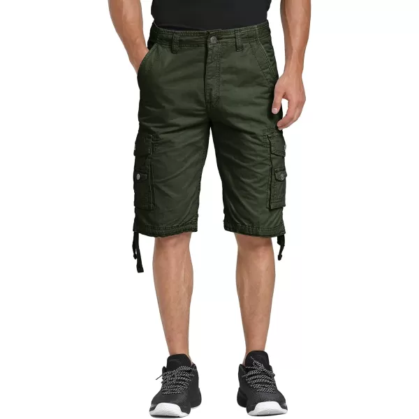 WenVen Mens Cotton Twill Cargo Shorts Classic Relaxed Fit Reg and Big ampamp Tall SizesArmy Green