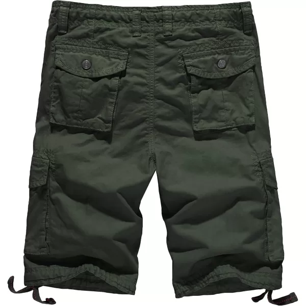 WenVen Mens Cotton Twill Cargo Shorts Classic Relaxed Fit Reg and Big ampamp Tall SizesArmy Green