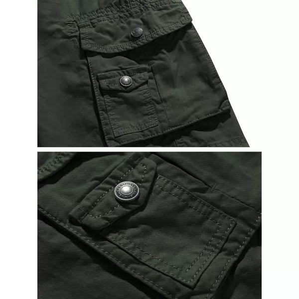 WenVen Mens Cotton Twill Cargo Shorts Classic Relaxed Fit Reg and Big ampamp Tall SizesArmy Green