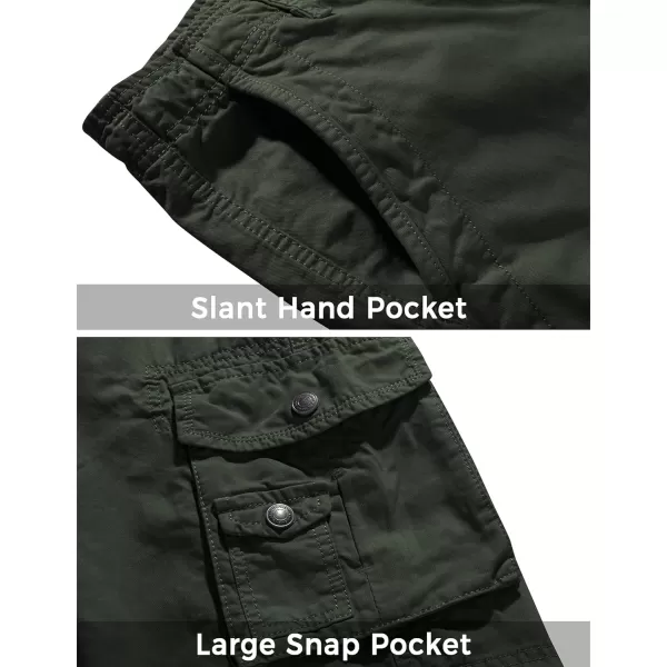 WenVen Mens Cotton Twill Cargo Shorts Classic Relaxed Fit Reg and Big ampamp Tall SizesArmy Green