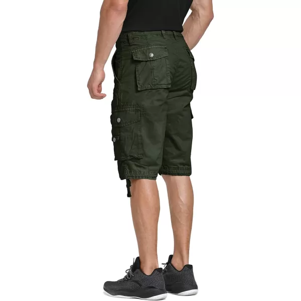 WenVen Mens Cotton Twill Cargo Shorts Classic Relaxed Fit Reg and Big ampamp Tall SizesArmy Green