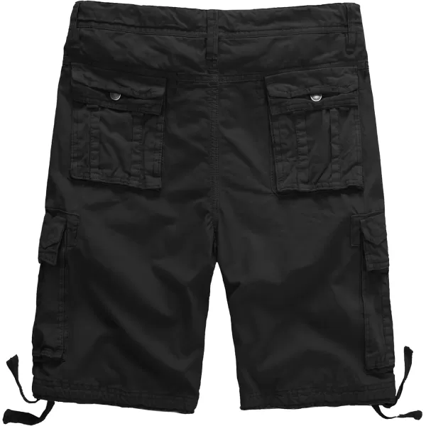 WenVen Mens Cotton Twill Cargo Shorts Classic Relaxed Fit Reg and Big ampamp Tall SizesBlack