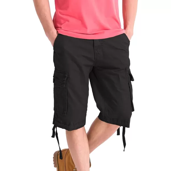 WenVen Mens Cotton Twill Cargo Shorts Classic Relaxed Fit Reg and Big ampamp Tall SizesBlack