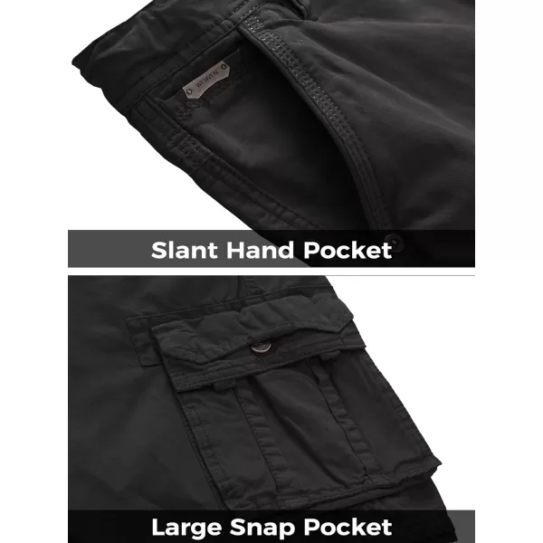 WenVen Mens Cotton Twill Cargo Shorts Classic Relaxed Fit Reg and Big ampamp Tall SizesBlack