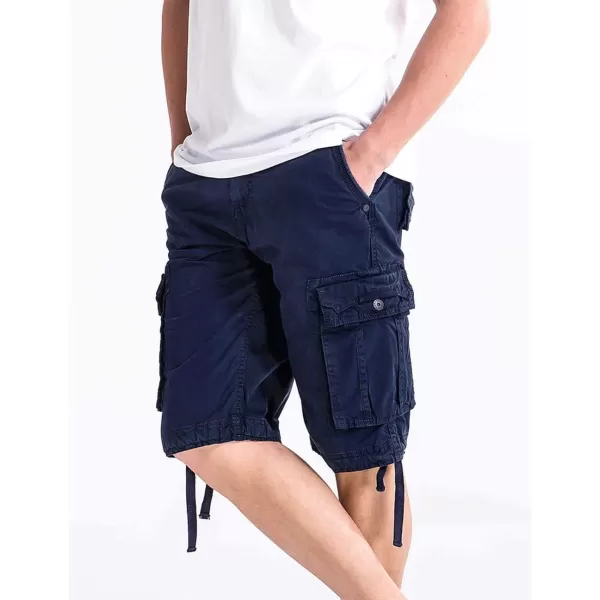 WenVen Mens Cotton Twill Cargo Shorts Classic Relaxed Fit Reg and Big ampamp Tall SizesBlue