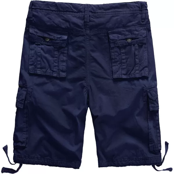 WenVen Mens Cotton Twill Cargo Shorts Classic Relaxed Fit Reg and Big ampamp Tall SizesBlue