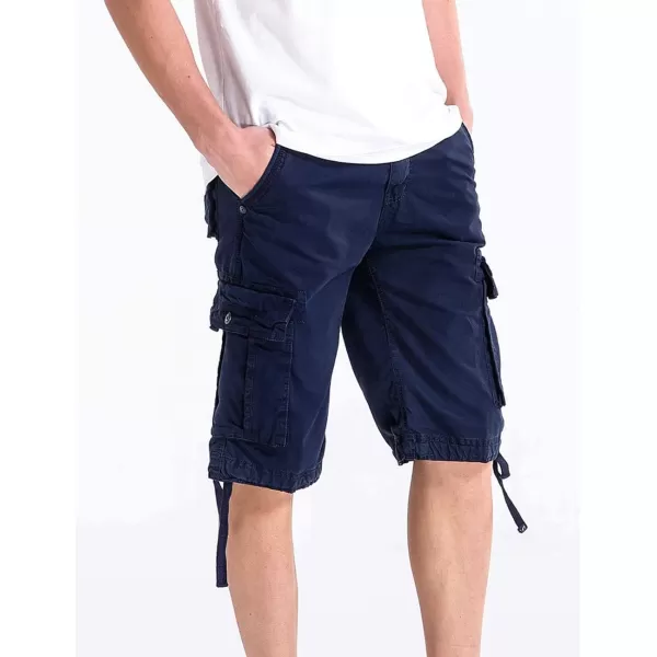 WenVen Mens Cotton Twill Cargo Shorts Classic Relaxed Fit Reg and Big ampamp Tall SizesBlue