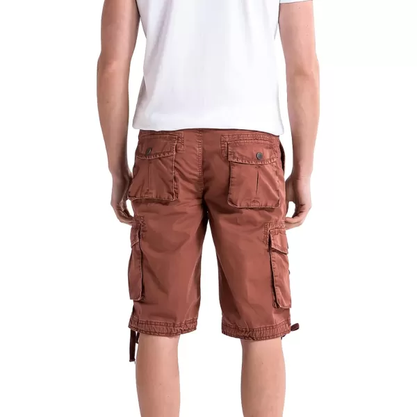 WenVen Mens Cotton Twill Cargo Shorts Classic Relaxed Fit Reg and Big ampamp Tall SizesBrick Red