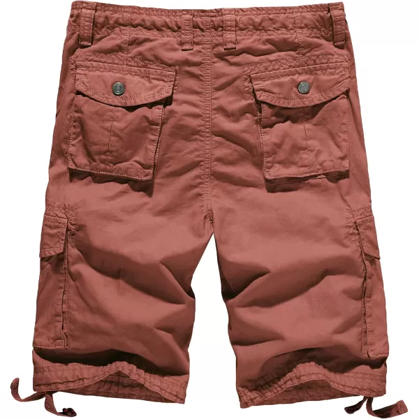 WenVen Mens Cotton Twill Cargo Shorts Classic Relaxed Fit Reg and Big ampamp Tall SizesBrick Red