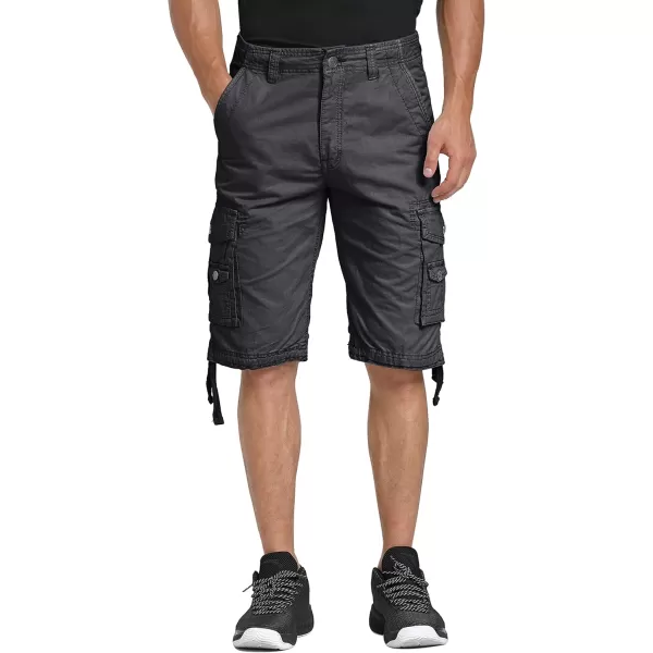WenVen Mens Cotton Twill Cargo Shorts Classic Relaxed Fit Reg and Big ampamp Tall SizesCharcoal