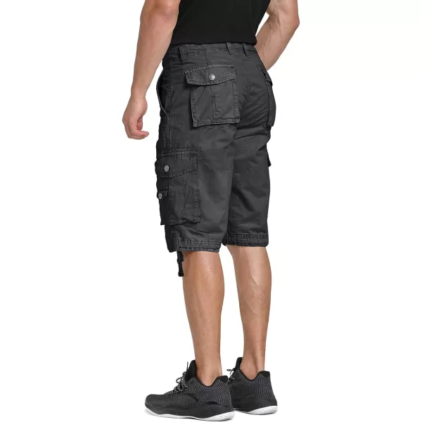 WenVen Mens Cotton Twill Cargo Shorts Classic Relaxed Fit Reg and Big ampamp Tall SizesCharcoal