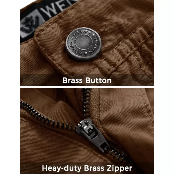WenVen Mens Cotton Twill Cargo Shorts Classic Relaxed Fit Reg and Big ampamp Tall SizesCoffee
