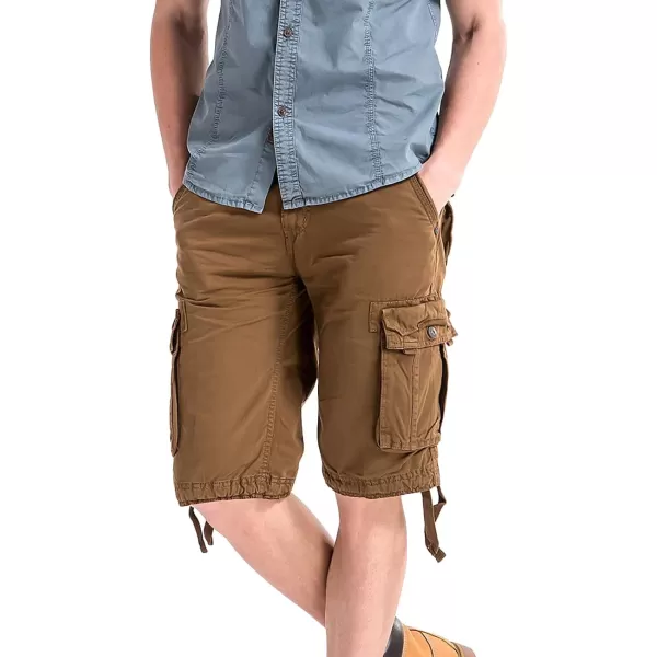 WenVen Mens Cotton Twill Cargo Shorts Classic Relaxed Fit Reg and Big ampamp Tall SizesCoffee