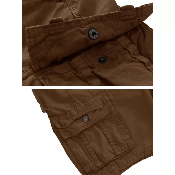 WenVen Mens Cotton Twill Cargo Shorts Classic Relaxed Fit Reg and Big ampamp Tall SizesCoffee