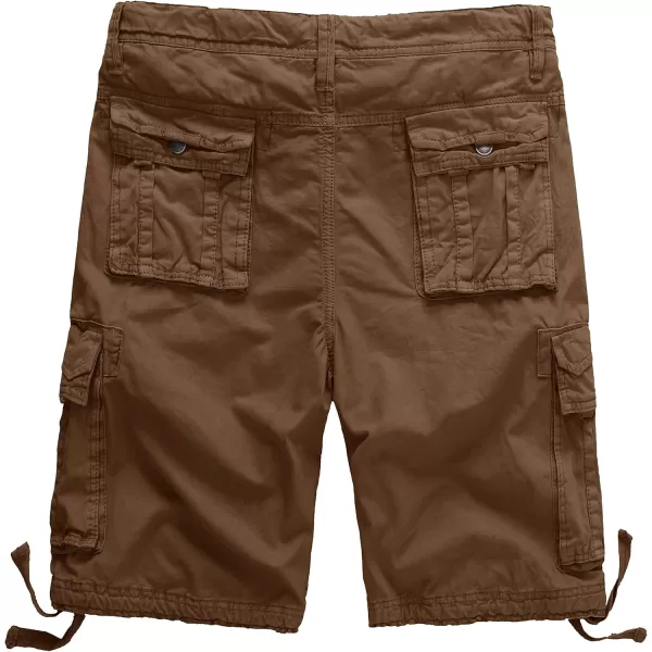 WenVen Mens Cotton Twill Cargo Shorts Classic Relaxed Fit Reg and Big ampamp Tall SizesCoffee