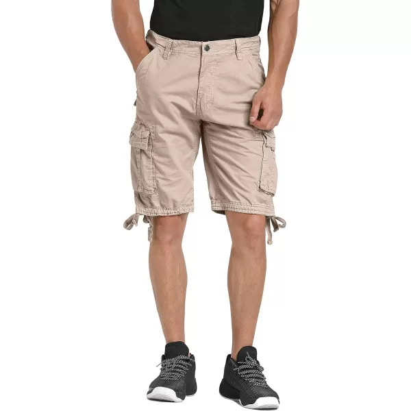 WenVen Mens Cotton Twill Cargo Shorts Classic Relaxed Fit Reg and Big ampamp Tall SizesKhaki