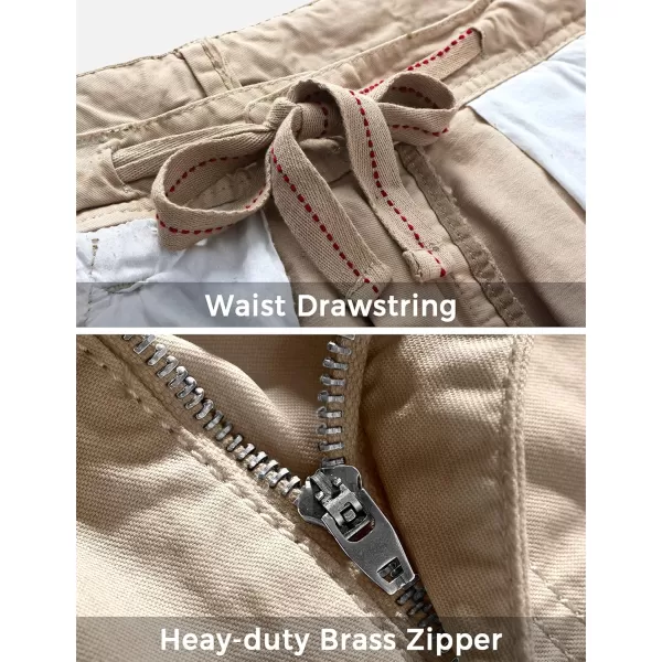 WenVen Mens Cotton Twill Cargo Shorts Classic Relaxed Fit Reg and Big ampamp Tall SizesKhaki