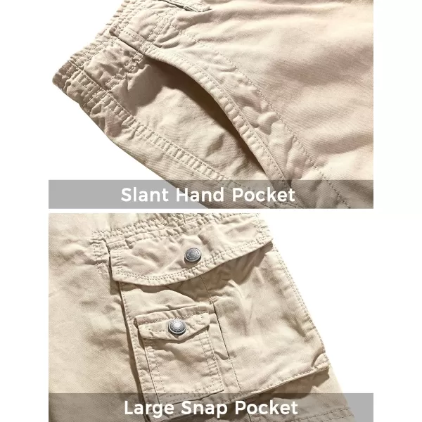 WenVen Mens Cotton Twill Cargo Shorts Classic Relaxed Fit Reg and Big ampamp Tall SizesKhaki