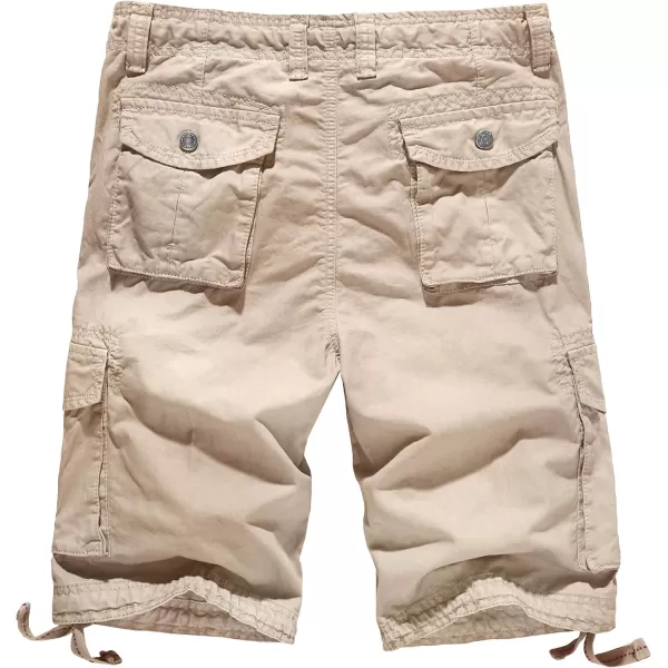 WenVen Mens Cotton Twill Cargo Shorts Classic Relaxed Fit Reg and Big ampamp Tall SizesKhaki