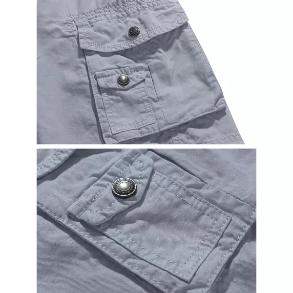 WenVen Mens Cotton Twill Cargo Shorts Classic Relaxed Fit Reg and Big ampamp Tall SizesLight Grey