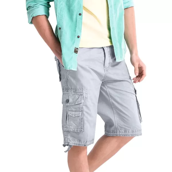 WenVen Mens Cotton Twill Cargo Shorts Classic Relaxed Fit Reg and Big ampamp Tall SizesLight Grey