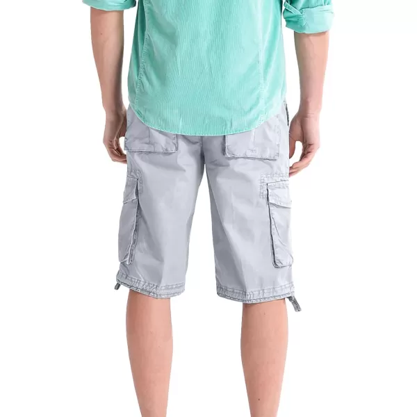WenVen Mens Cotton Twill Cargo Shorts Classic Relaxed Fit Reg and Big ampamp Tall SizesLight Grey