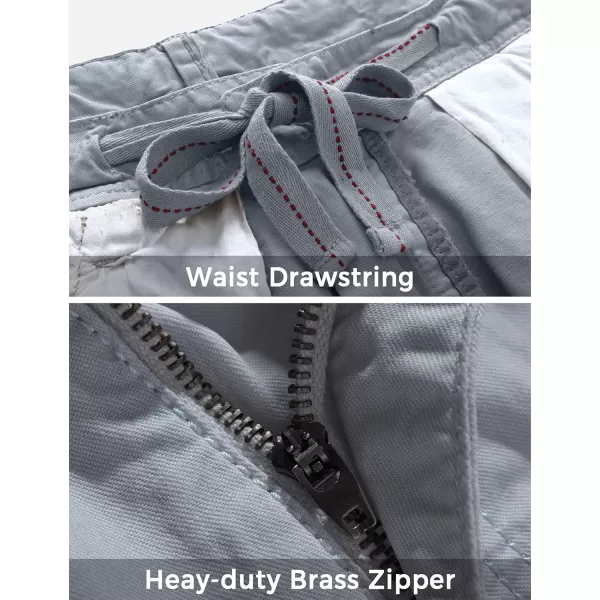WenVen Mens Cotton Twill Cargo Shorts Classic Relaxed Fit Reg and Big ampamp Tall SizesLight Grey