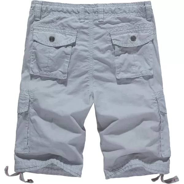 WenVen Mens Cotton Twill Cargo Shorts Classic Relaxed Fit Reg and Big ampamp Tall SizesLight Grey