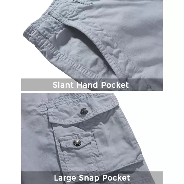 WenVen Mens Cotton Twill Cargo Shorts Classic Relaxed Fit Reg and Big ampamp Tall SizesLight Grey