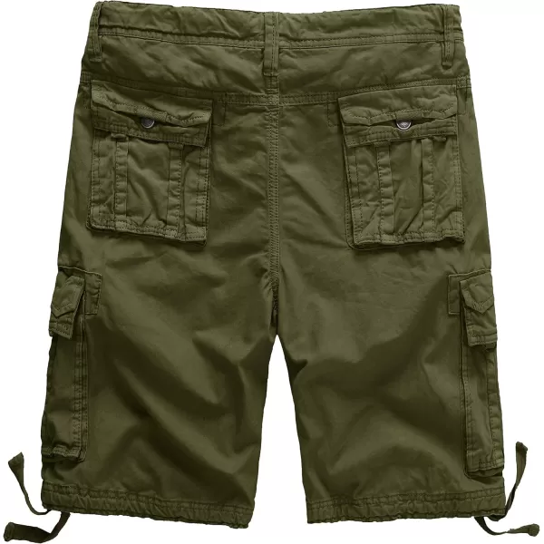 WenVen Mens Cotton Twill Cargo Shorts Classic Relaxed Fit Reg and Big ampamp Tall SizesMilitary Green