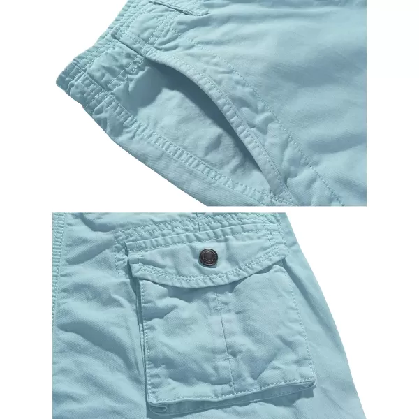 WenVen Mens Cotton Twill Cargo Shorts Classic Relaxed Fit Reg and Big ampamp Tall SizesSkyblue